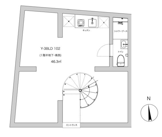 Y-3YamagatayaBLD　事務所・店舗可　TVドアフォンの間取り