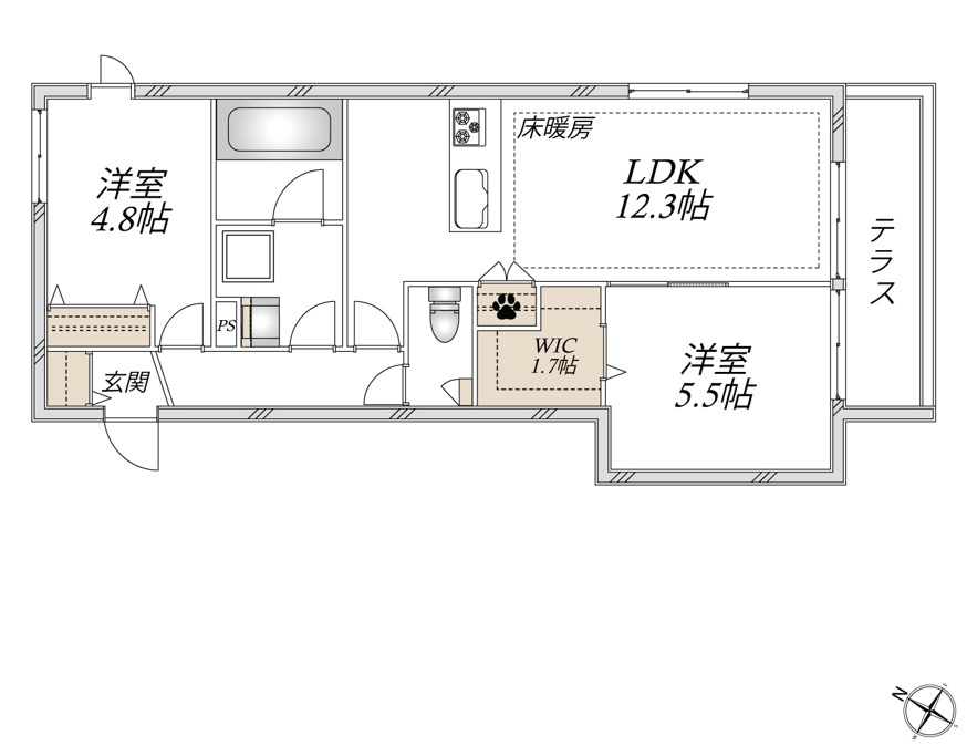 Ｈｉｌｌｔｏｐ　Ｅａｓｔの間取り