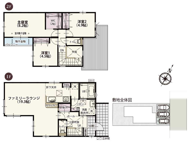 【間取り】 | ワイウッドコート上尾市中妻第3期　新築住宅 | 玄関の吹き抜けが印象的な家。お出かけ時や帰宅時に広がる開放的な空間は心を豊かにしてくれそう♪
