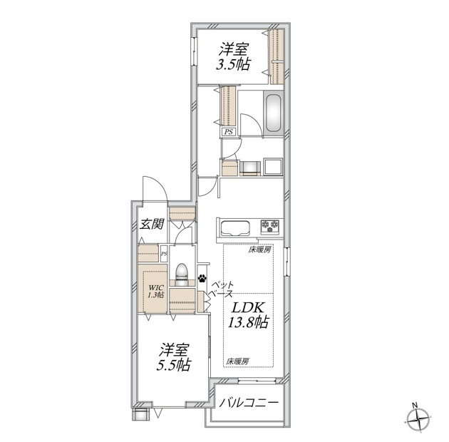 （仮称）矢来町メゾン西棟の間取り