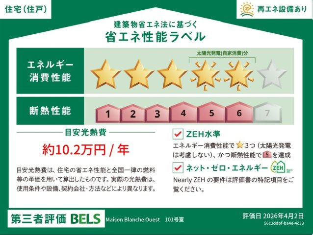 （仮称）矢来町メゾン西棟の省エネ性能ラベル