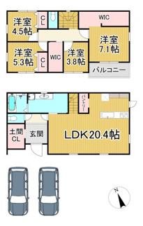 【間取り】 | 川西市緑台6丁目2の39　新築一戸建て
