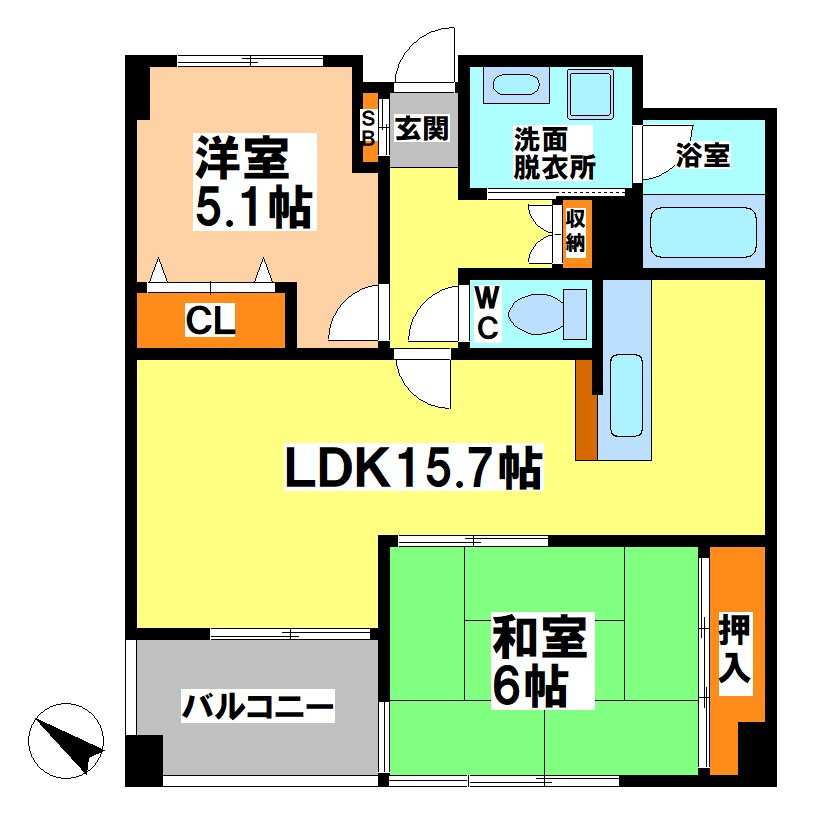 小金井市梶野町５丁目の賃貸マンションの間取り