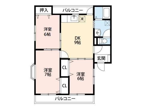 【間取り】 | ファンタジー緑丘Ｂ棟