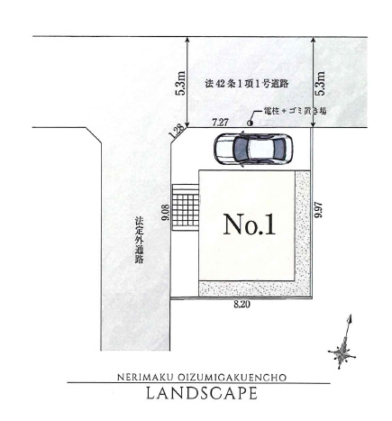 【区画図】 | 練馬区大泉学園町８丁目　新築戸建て | 開放感あふれる角地。陽当たり・風通しともに良好な住まい