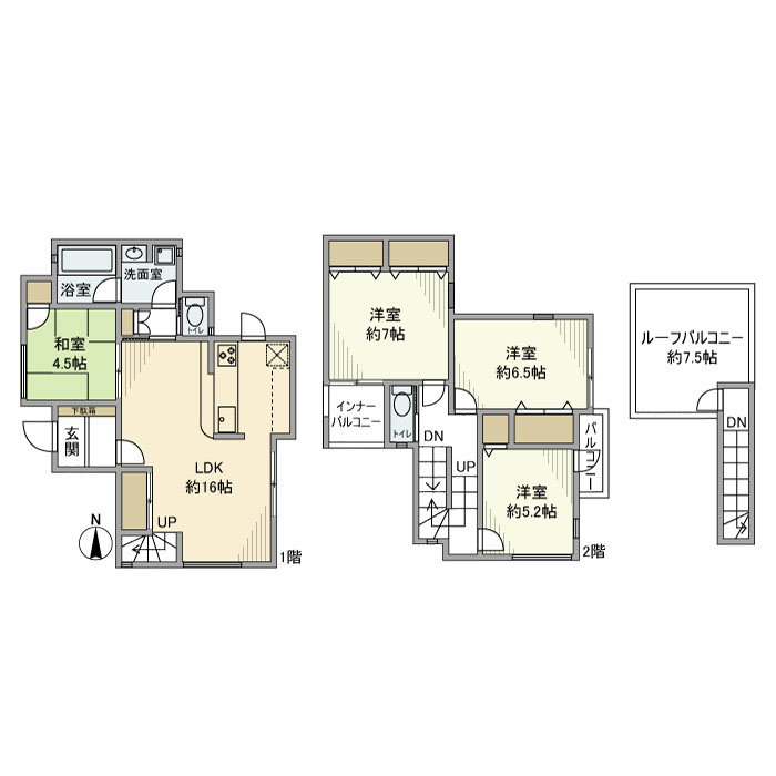 北町戸建の間取り