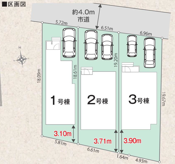 【土地図】 | 暁町新築戸建 | 土地図は、土地の位置や形状、地番、隣接地の関係を示す図面です。土地の正確な情報を把握するのに不可欠です。不動産取引や測量や、建築計画に用いられ、現況を把握する上で重要。全体像を把握する際に役立ちます。