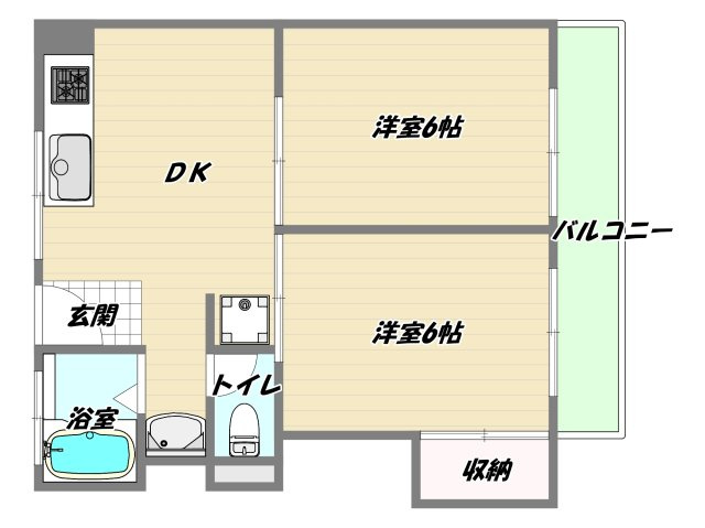 大阪市東淀川区豊里６丁目の賃貸マンションの間取り