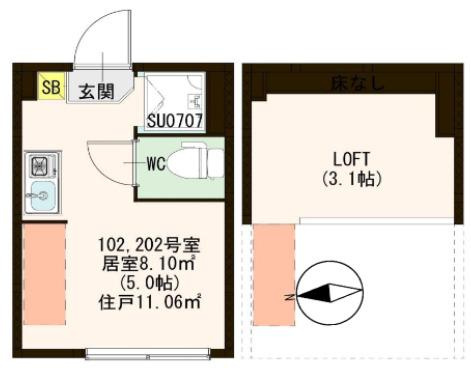 江戸川区東小岩６丁目のアパートの間取り