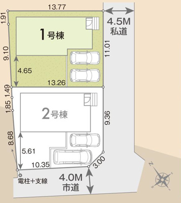 【土地図】 | 川口町新築戸建 | 土地図は、土地の位置や形状、地番、隣接地の関係を示す図面です。土地の正確な情報を把握するのに不可欠です。不動産取引や測量や、建築計画に用いられ、現況を把握する上で重要。全体像を把握する際に役立ちます。