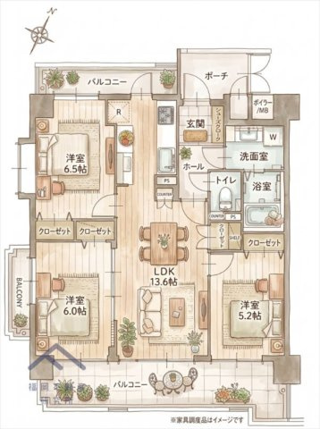 アンピール箱崎東の間取り