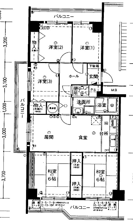 京橋グリーンハイツ　三号棟の間取り