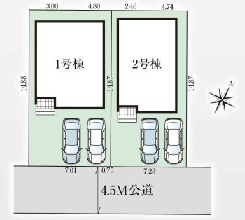 光が丘３丁目　新築戸建　2号棟の区画図