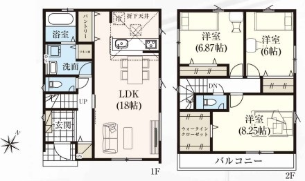光が丘３丁目　新築戸建　2号棟のその他|参考：1号棟間取り