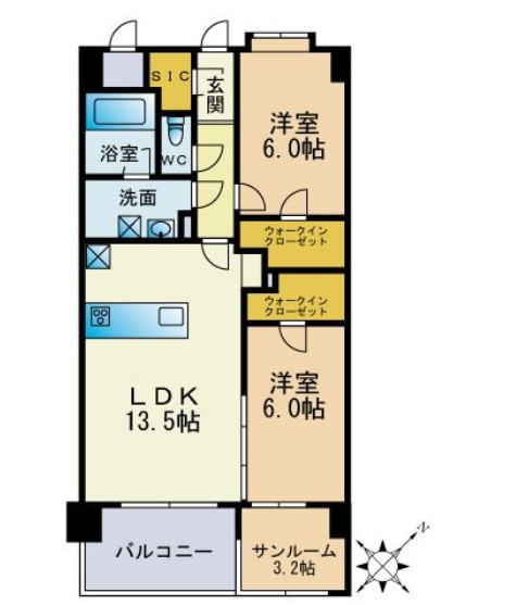モンレーヴ博多駅南の間取り|使いやすい間取りです。