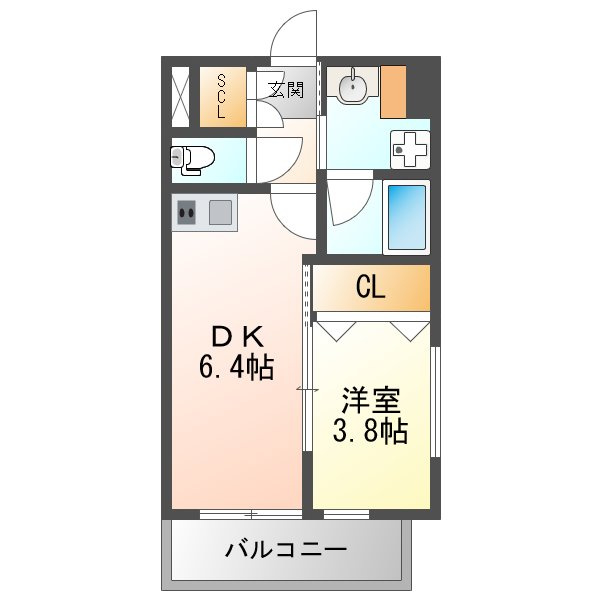 大阪市西淀川区御幣島２丁目の賃貸マンションの間取り
