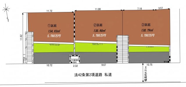 篠原町売地　2区画の土地図