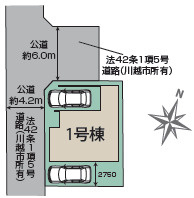 川越市砂4期の区画図|カースペース2台分