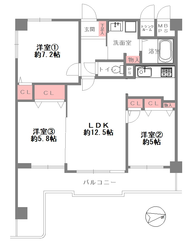  ライオンズマンション東花園の間取り