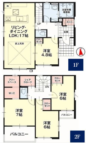 【LIGARE】宇都宮市さつき 第7期の間取り|〇1号棟〇
4LDK+S+WIC+カースペース3台