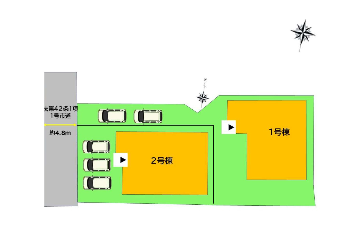 小郡市小郡市大保第5-2棟（2号棟）の区画図|配置図（2号棟）