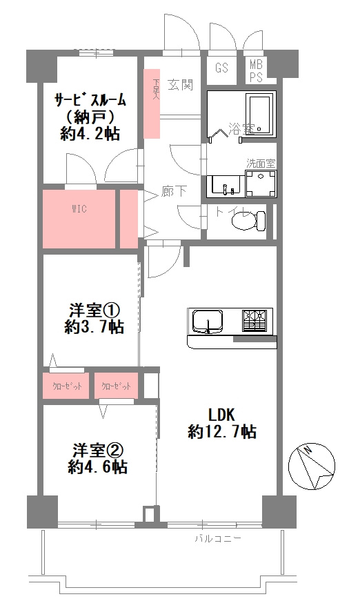 ドムール北市岡の間取り