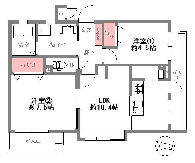 野中北パーク・マンションの間取り