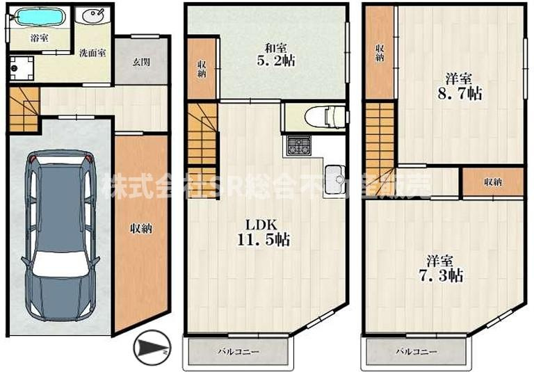 長堂1丁目中古戸建の間取り|全居室収納付きで便利な間取りです！