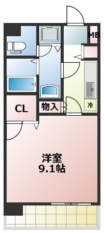 熊本市中央区坪井１丁目の賃貸マンションの間取り