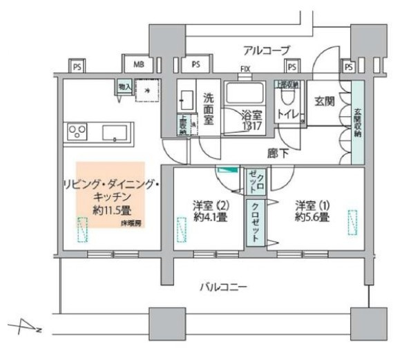 イニシア新川崎の間取り