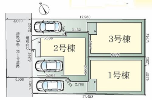 【区画図】 | 【仲介手数料０円】相模原市中央区矢部5期　新築一戸建て　全3棟 | 相模原市中央区矢部5期　新築一戸建て　全3棟