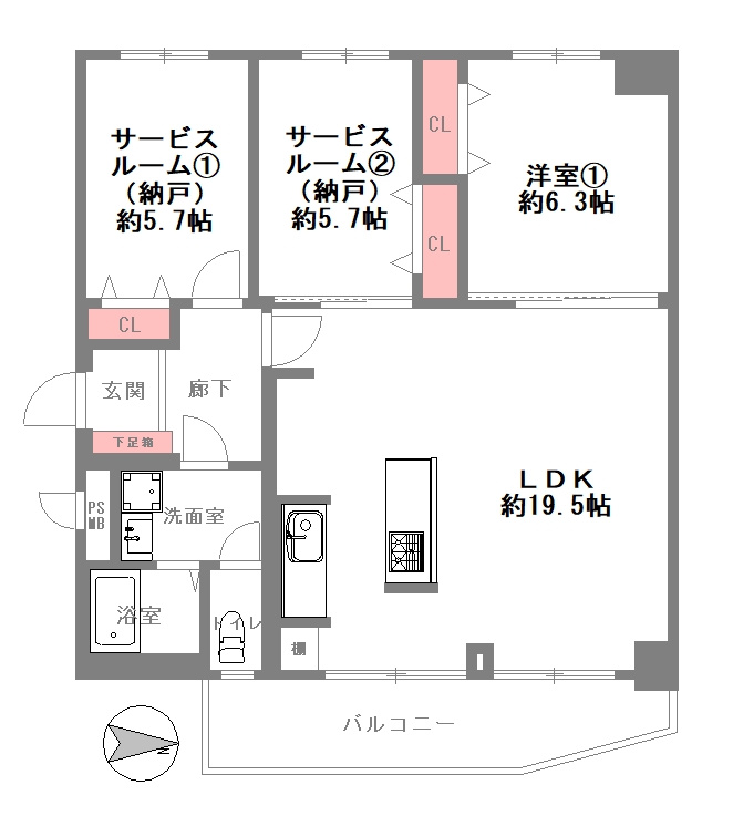 サンメゾン与力の間取り