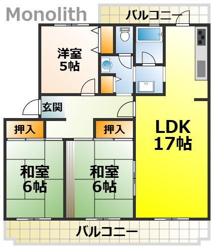 泉北城山台２丁11号棟の間取り