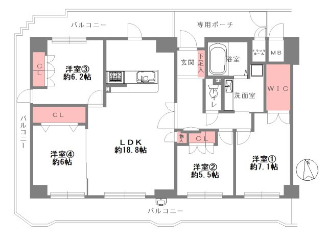 クレール八戸ノ里ソレイユの間取り