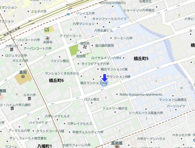 神戸市灘区楠丘町6丁目　中古戸建の地図