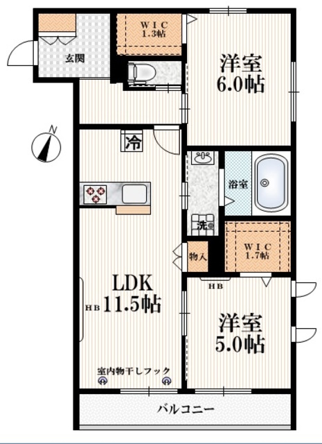 コートグランデⅠの間取り|【間取り】　角部屋３面採光
