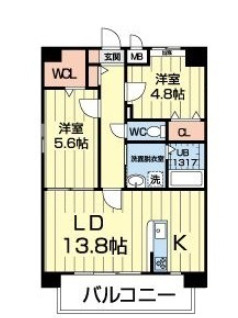 熊本市北区龍田８丁目の賃貸マンションの間取り