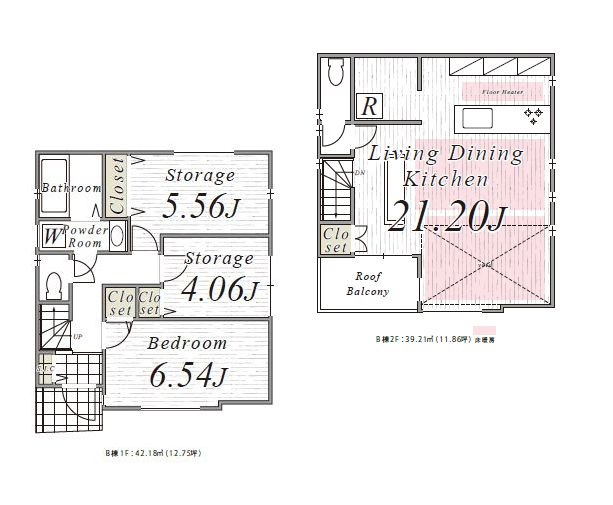 【間取り】 | 中野区江原町３丁目　新築戸建て　B号棟 | 約21帖のゆとりある2階LDKで、明るく快適な毎日を叶えます