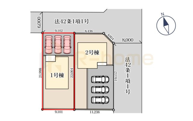 古河市下辺見第7　新築戸建て　1号棟の区画図|大きなお買い物だからこそ、メリット・デメリットを伝えさせて頂きます。
R-homeにお任せください♪