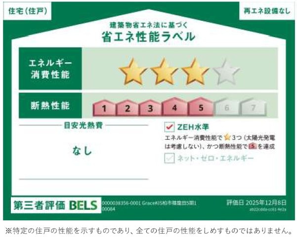 柏市篠籠田新築戸建（篠籠田５期）の省エネ性能ラベル|省エネ性能ラベル・ZEH水準