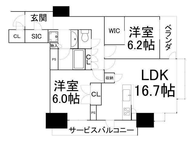 【間取り】 | ブランズタワー南堀江