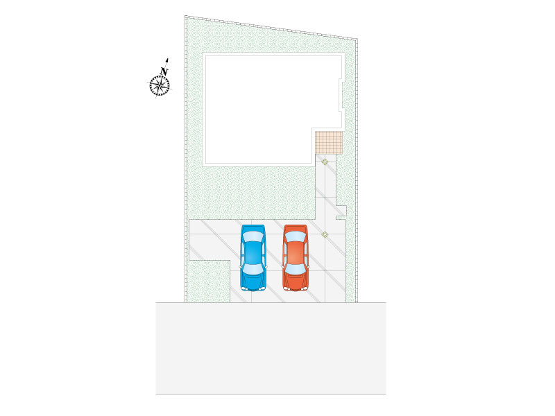【東松山市大字石橋庚塚7期2号棟 区画図】カースペース2台分ございます。