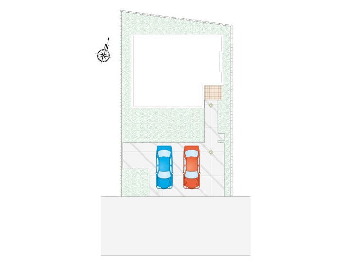 【東松山市大字石橋庚塚7期2号棟 区画図】カースペース2台分ございます。