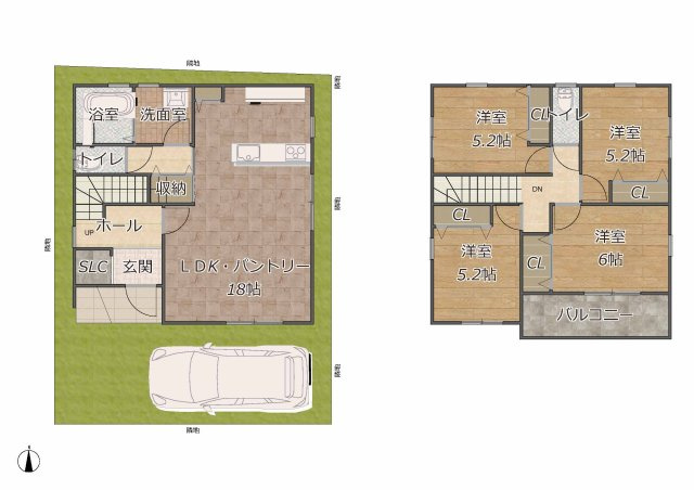 FreeLife久々知11　7号地の土地図＋建物プラン例|標準プラン　建物価格1720万円税込　