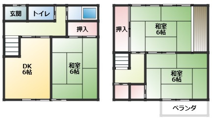 土山2戸1貸家の間取り