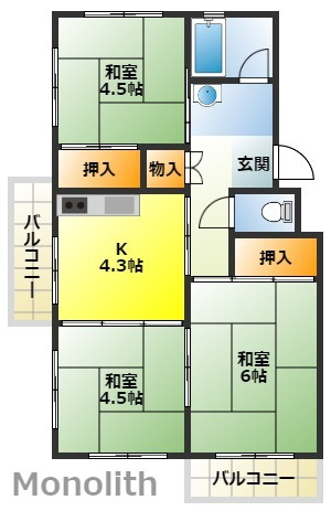 泉北茶山台２丁3番28号棟の間取り