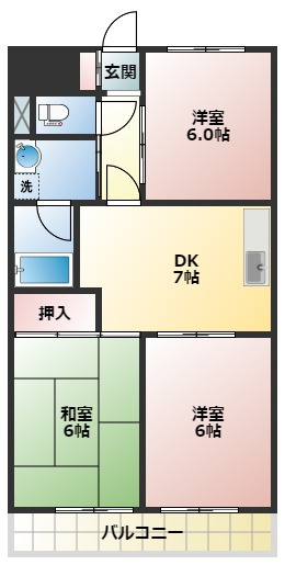 ひかりコーポの間取り|反転タイプございます