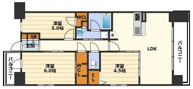 ラシュレ大阪同心の間取り