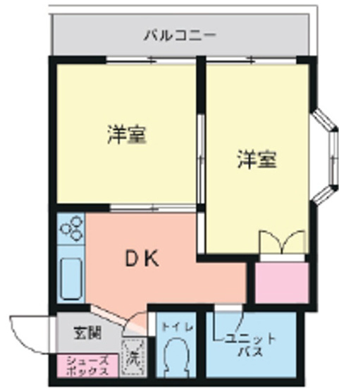 【間取り】 | FLヴィラ上倉田 | ２DKの間取りです！