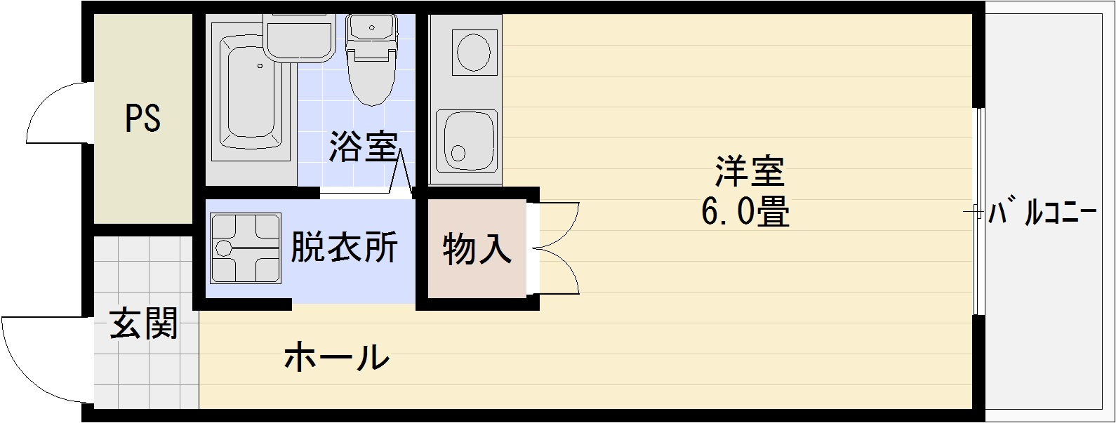 グレープ本町の間取り|柏原市　1R